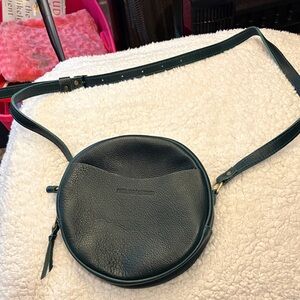Portland Leather Dark Green Round Crossbody Bag